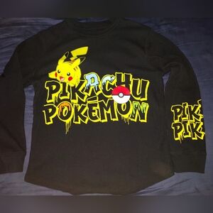 Boys Size Small Black & Yellow Pokémon Pikachu Flannel Long Sleeve Shirt